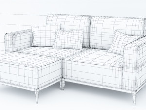 leather sofa low-poly 3D Model