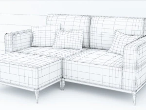 leather sofa low-poly 3D Model