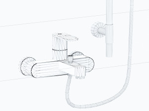 wall shower faucet low-poly 3D Model
