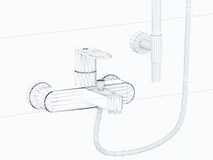 wall shower faucet low-poly 3D Model