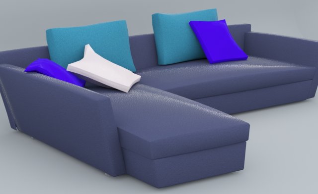 blue leather sofa 3dsmax low poly low-poly 3D 模型 .c4d .max .obj .3ds .fbx .stl .blend