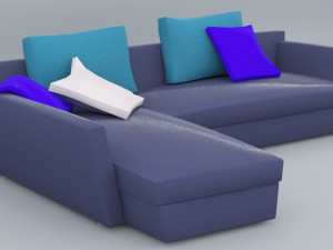 blue leather sofa 3dsmax low poly low-poly 3D Model