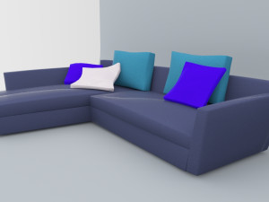 blue leather sofa 3dsmax low poly low-poly 3D 模型
