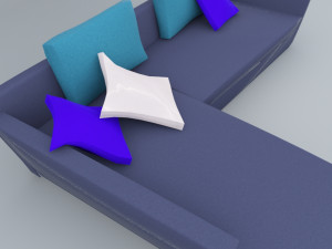 blue leather sofa 3dsmax low poly low-poly 3D 模型