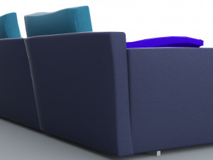 blue leather sofa 3dsmax low poly low-poly 3D 模型