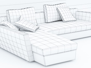blue leather sofa 3dsmax low poly low-poly 3D 模型