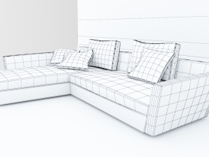 blue leather sofa 3dsmax low poly low-poly 3D 模型
