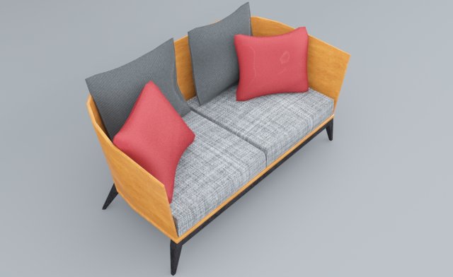 wooden sofa 3dsmax lowpoly low-poly 3Dモデル .c4d .max .obj .3ds .fbx .stl .blend 