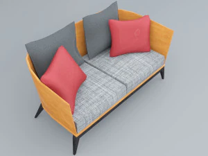 sof&aacute; de madeira 3dsmax lowpoly low-poly Modelo 3D