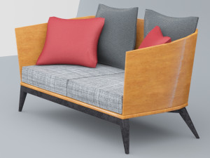 wooden sofa 3dsmax lowpoly low-poly 3Dモデル