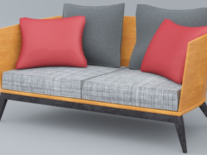 wooden sofa 3dsmax lowpoly low-poly 3Dモデル