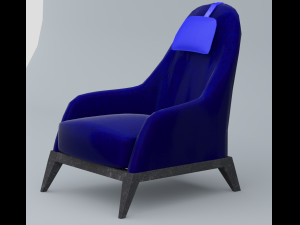 blue leather chair low-poly 3D मॉडल