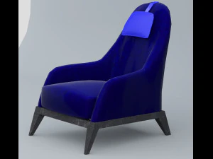 blue leather chair low-poly 3D Model