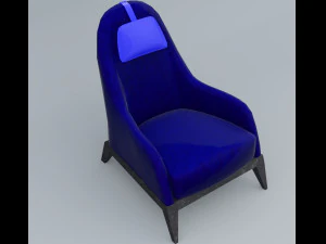 blue leather chair low-poly 3D Model