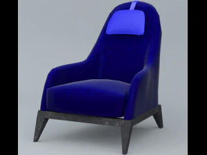 blue leather chair low-poly 3D Model