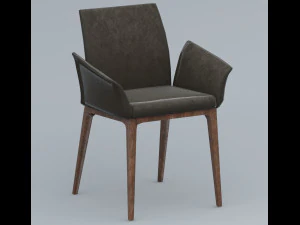 bronw leather chair 3dsmax lowpoly low-poly 3D Model