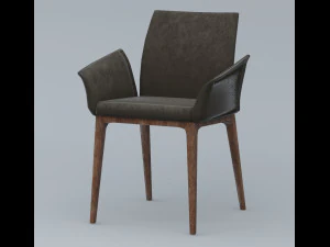 bronw leather chair 3dsmax lowpoly low-poly 3D Model