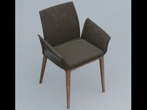 bronw leather chair 3dsmax lowpoly low-poly 3D Model