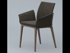 bronw leather chair 3dsmax lowpoly low-poly 3D Model
