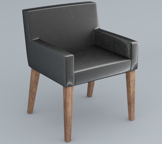 black leather chair low-poly 3D Model .c4d .max .obj .3ds .fbx .stl .blend