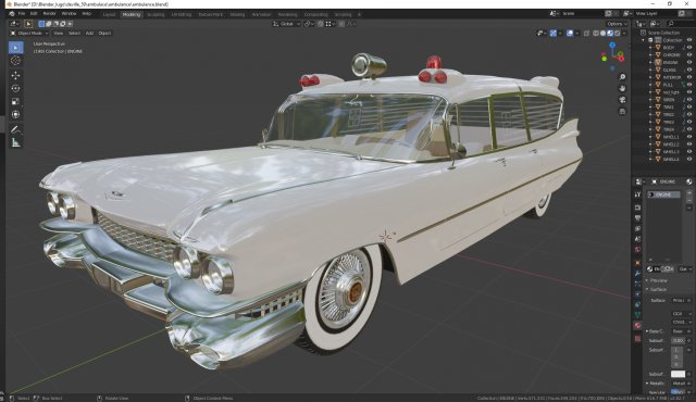 cadillac ambulance wagon superior 1959 Modelo 3D .c4d .max .obj .3ds .fbx .stl .blend 