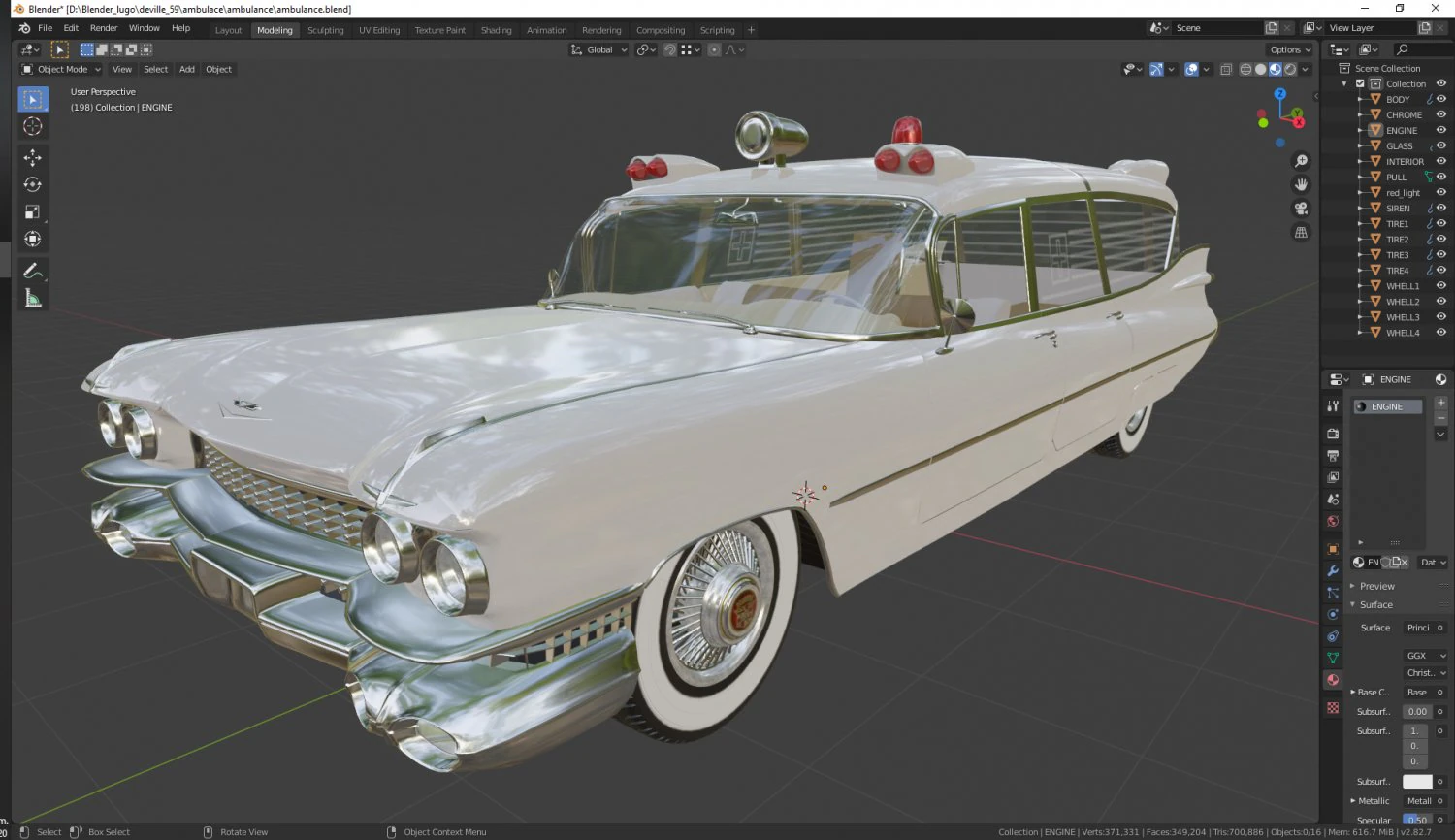 cadillac ambulance wagon superior 1959 3D Model .c4d .max .obj .3ds .fbx .stl .blend 