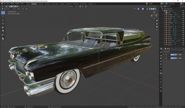 cadillac superior porta hearse flowers 1959 Model 3D .c4d .max .obj .3ds .fbx .stl .blend 