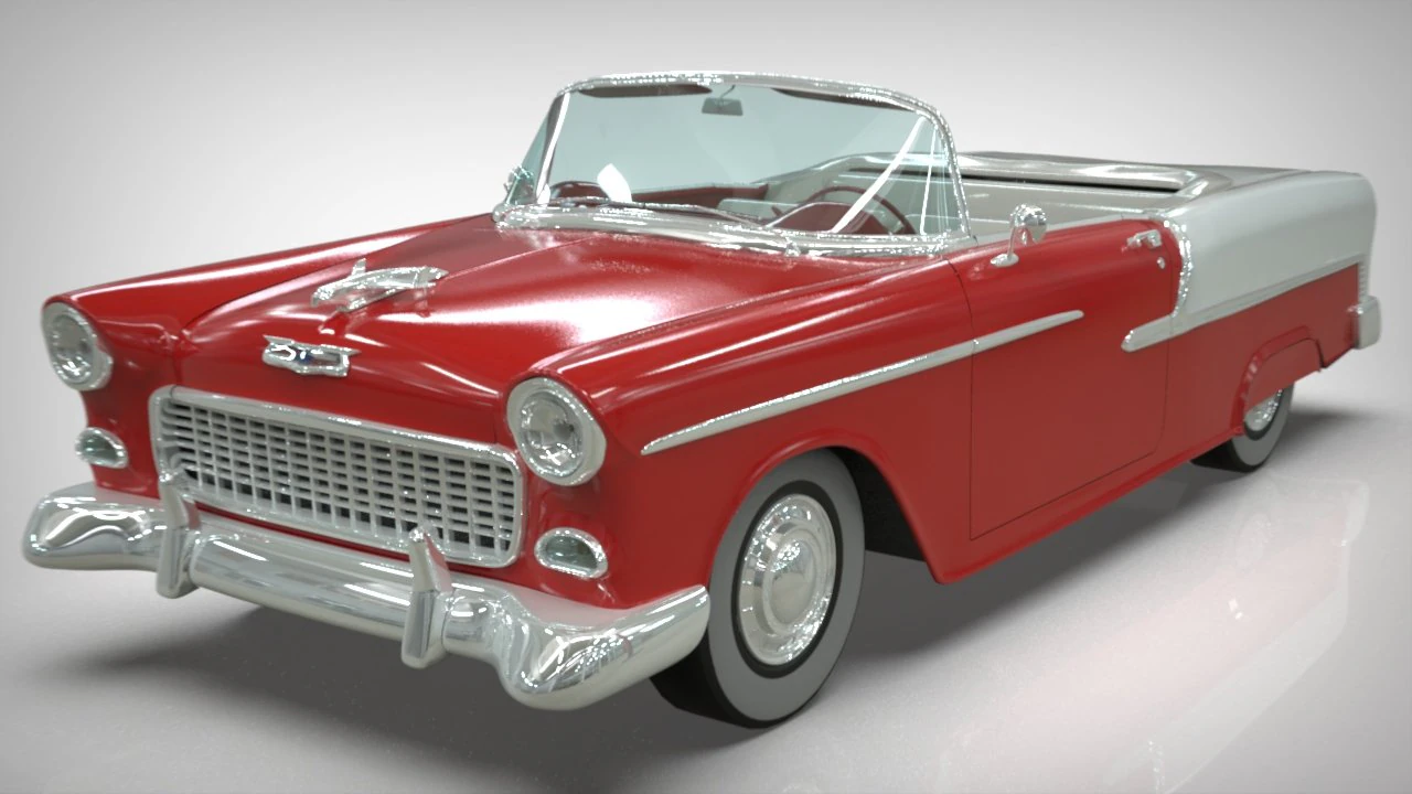 chevy belair convertible 1955 3D Model .c4d .max .obj .3ds .fbx .stl .blend