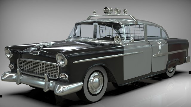 police car belair sedan 1955 3D Model .c4d .max .obj .3ds .fbx .stl .blend