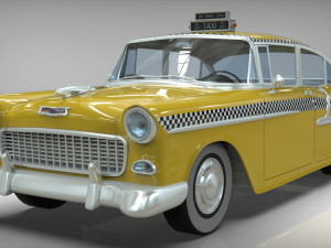 taxi yellow cab belair sedan 1955 3D Model