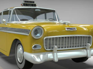 taxi yellow cab belair sedan 1955 3D Model