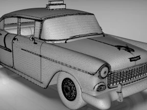 taxi yellow cab belair sedan 1955 3D Model