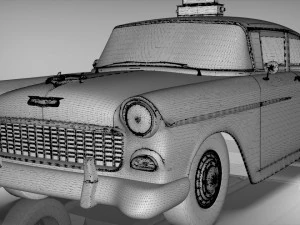 taxi yellow cab belair sedan 1955 3D Model
