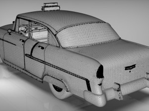 taxi yellow cab belair sedan 1955 3D 모델
