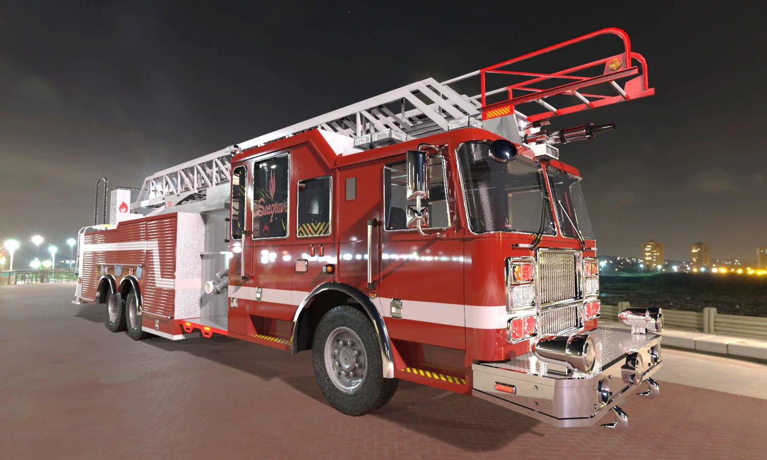 firetruck seagrave 2006 43k low-poly 3D Model .c4d .max .obj .3ds .fbx .stl .blend 
