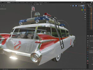 Goshtbusters ecto-1 wagon vehicle cadillac 1959 3D Model