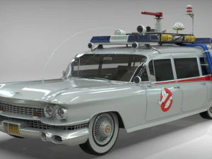 घोस्टबस्टर्स एक्टो-1 वैगन वाहन कैडिलैक 1959 3D मॉडल