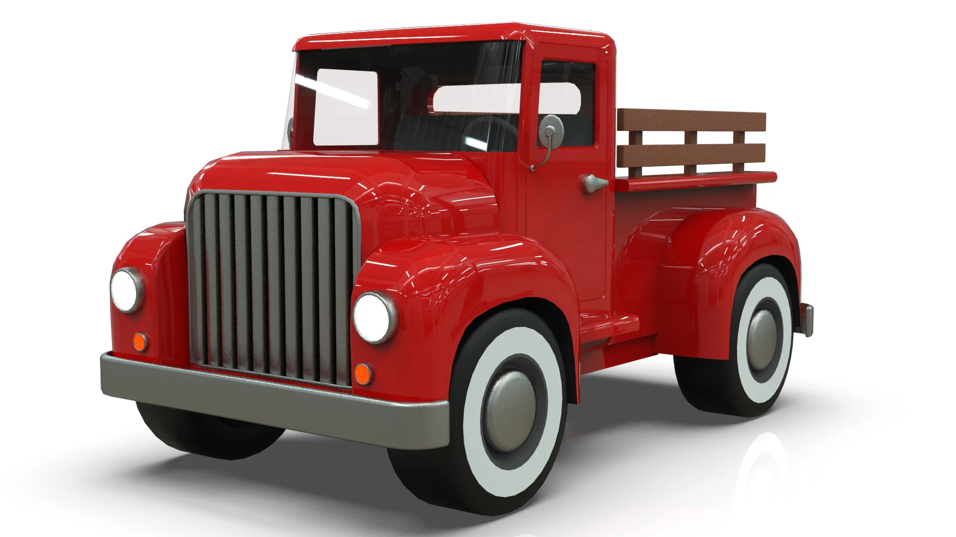 Lowpoly Cartton Truck Low-poly 3D Model .c4d .max .obj .3ds .fbx .stl .blend 