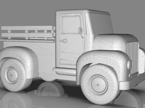 Lowpoly Cartton Truck Low-poly 3D Model