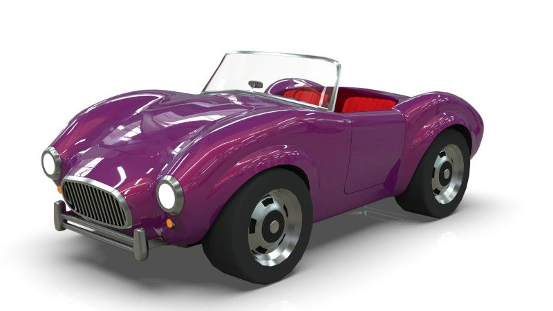 Cartoon Car Roadster Low-poly 3D Model .c4d .max .obj .3ds .fbx .stl .blend