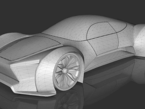 Futuristic Hyper Car Original Design 3D Model