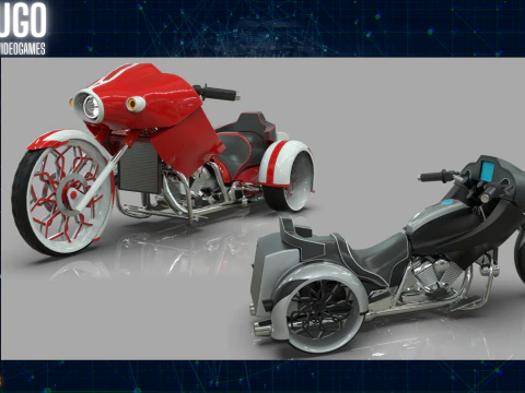 Konceptualny motocykl tr&oacute;jkołowy Model 3D