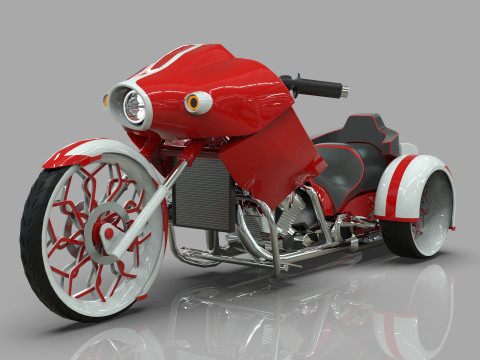 Conceptual three wheeled motorcycle 3D 모델