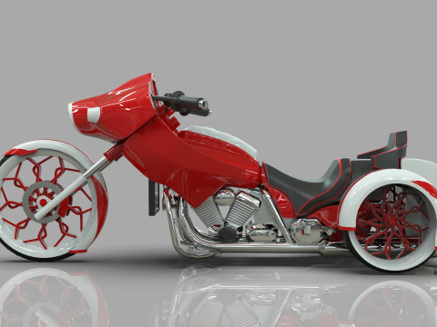 Conceptual three wheeled motorcycle 3D 모델