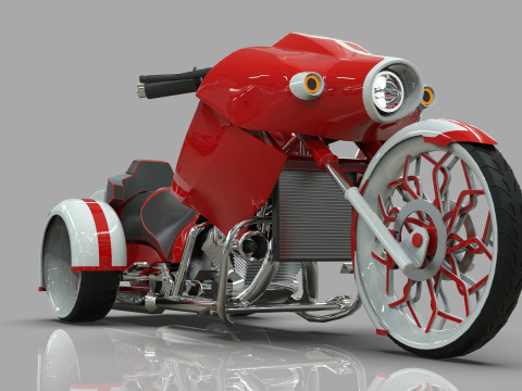Conceptual three wheeled motorcycle 3D 모델