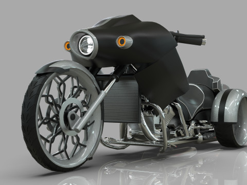 Conceptual three wheeled motorcycle 3D 모델