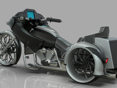 Conceptual three wheeled motorcycle 3D 모델