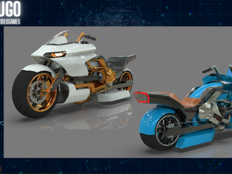 Conceptual motorcycle Low-poly 3D Model