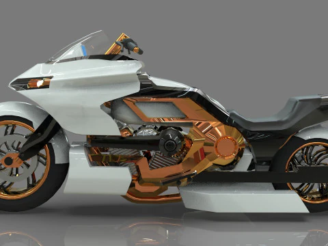 Conceptual motorcycle Low-poly 3D Model