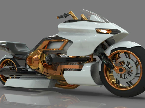 Conceptual motorcycle Low-poly 3D Model